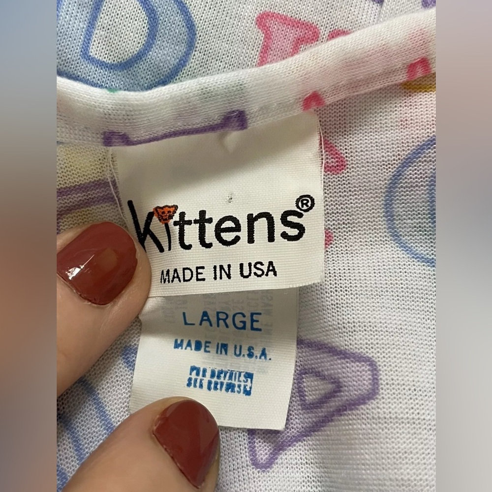 Vintage “Kittens” Brand Women’s Sleeveless Nightgown Sleepwear Large Alphabet - Picture 7 of 8